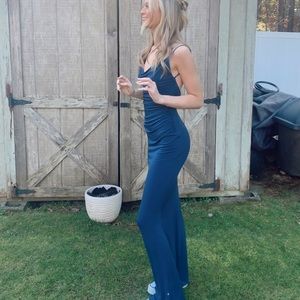 Navy Revolve cowl neck maxi dress